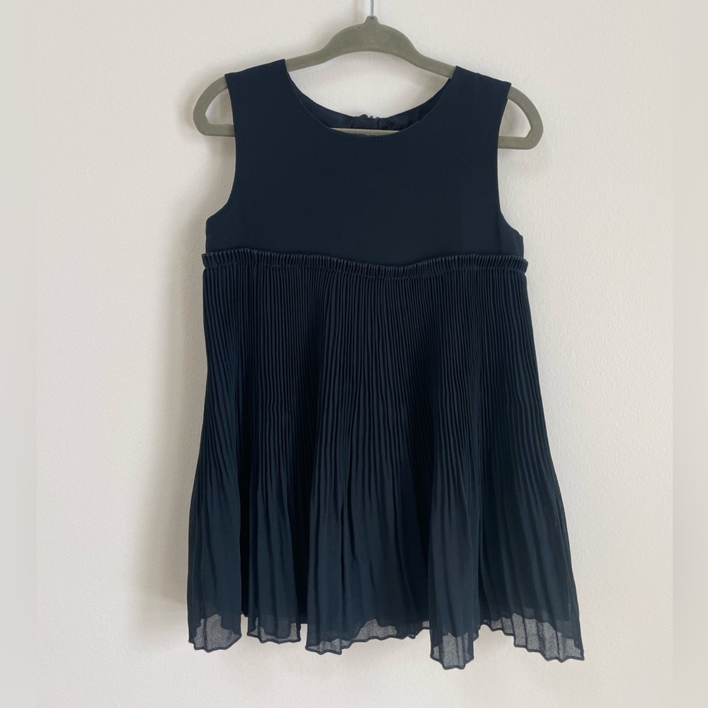 NWT Girls Black Pleated Chiffon Dress 18-24 MOS